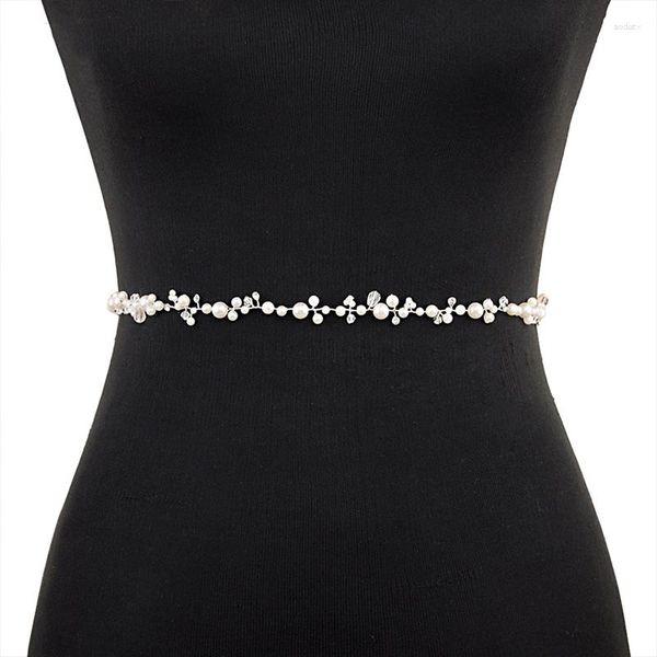 Cinture Cintura da sposa con perle di cristallo Cintura lunga alla moda Nastro decorativo Vita da damigella d'onore di lusso Elegante cinturino con strass