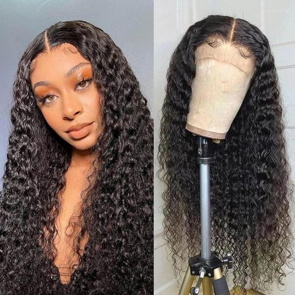 Water Wave Frontal Wig Cabelo Humano 13x4 Lace Front Wigs Pré Arrancado Brazillian Curly Closure