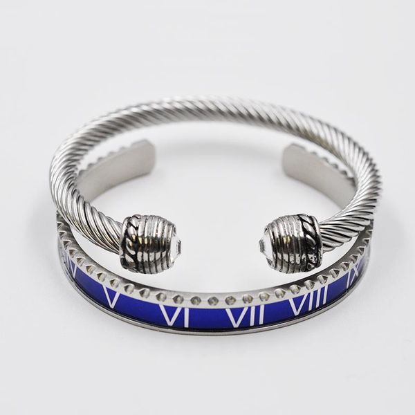 Bracciale rigido da esterno braccialetto con numeri romani neri cavo da uomo braccialetto di corda metallica braccialetti da uomo in acciaio inossidabile accessori per gioielli da strada punk