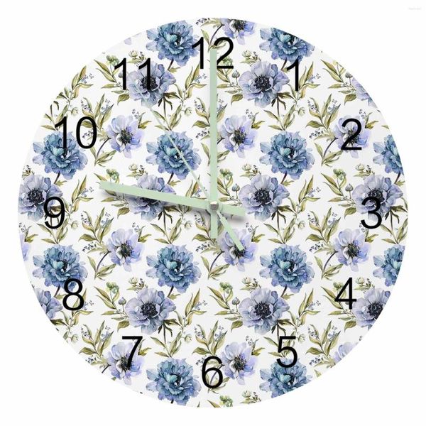 Настенные часы полевые цветы пион светящиеся часы с часами дома украшения круглое молчаливая гостиная.