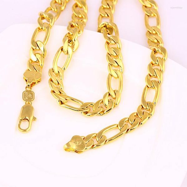 Цепи Классическая фигаро цепь желтого золота, наполненное мужским ожерельем