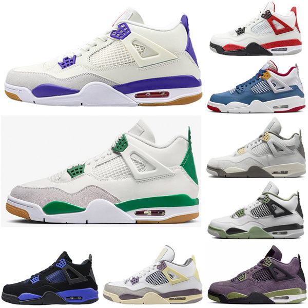 Jumpman 4 Basketballschuhe 4S Black Cat University Blue White Oreo Shimmer Union Sail Fire Bred Pure Money Metallic Purple Green Sportschuhe Sneakers Damen Trainer