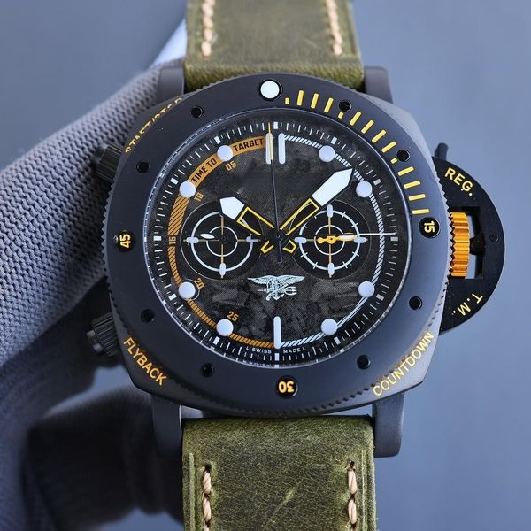 V7 Luxus-Herrenuhr, 47 mm, 2555, vollautomatisches Uhrwerk, mechanisches Uhrenarmband aus Kautschuk, wasserdicht, leuchtend, raffinierter Stahl