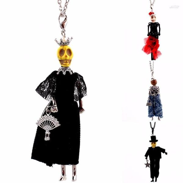 Collane con ciondolo Collana bambola fatta a mano Teschio di Halloween Stile a catena lunga Gioielli di moda per accessori donna 2023