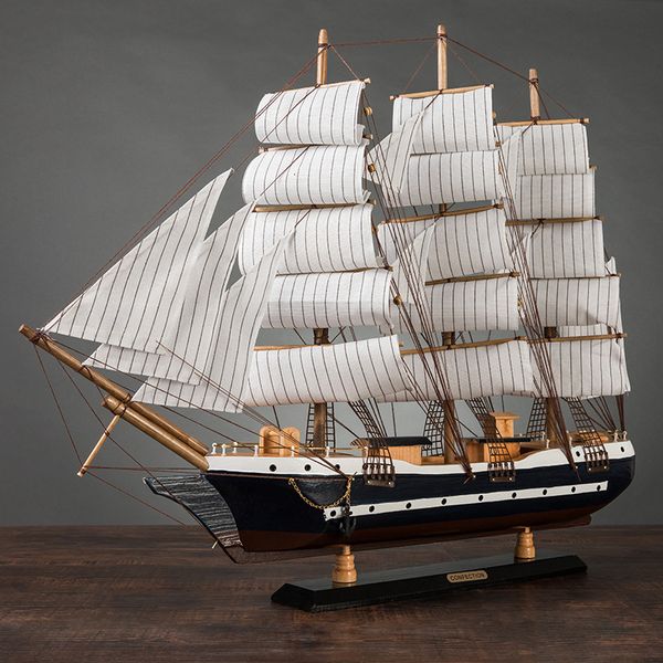 Conjunto modelo montado 80 cm grande veleiro de madeira modelo artesanato brinquedos veleiro 3d navio mediterrâneo decoração da casa mangueira presente para um amigo 230625