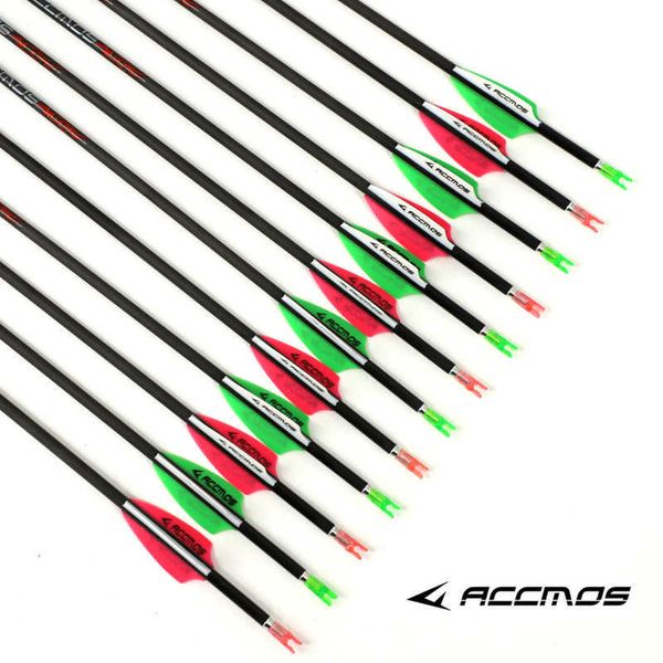 Bow Arrow 12pc Pure Carbon Arrow Spine 300 350 400 500 600 700 800 900 1000 1100/1300/1500/1800 Archery ID 4.2mm For bow Shooting huntingHKD230626