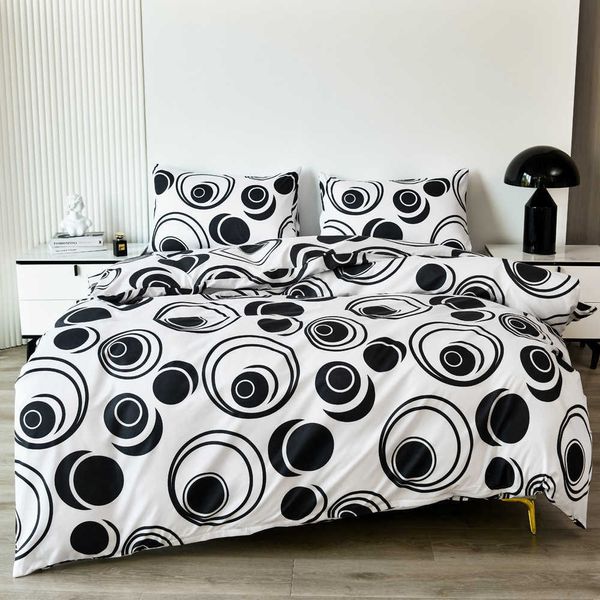 Set di tre pezzi tinta unita in bianco e nero, stampa leopardata minimalista, copripiumino in tessuto per la casa, set di biancheria da letto per bambini