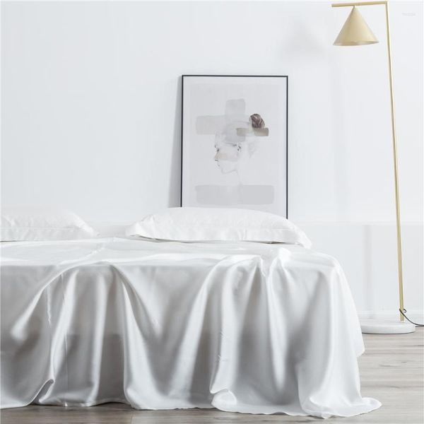 Bettwäsche-Sets, weiße Seide, Schönheitsschlaf, Bettbezug, Doppel-Quuen-König, flaches Blatt, Kissenbezug für Frauen