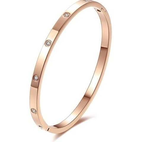 Bracelete de cauda de gabinete de gabinetes de ouro rosa ida incolor de titânio líquido de aço de aço de jóias versáteis simples com logotipo com logotipo