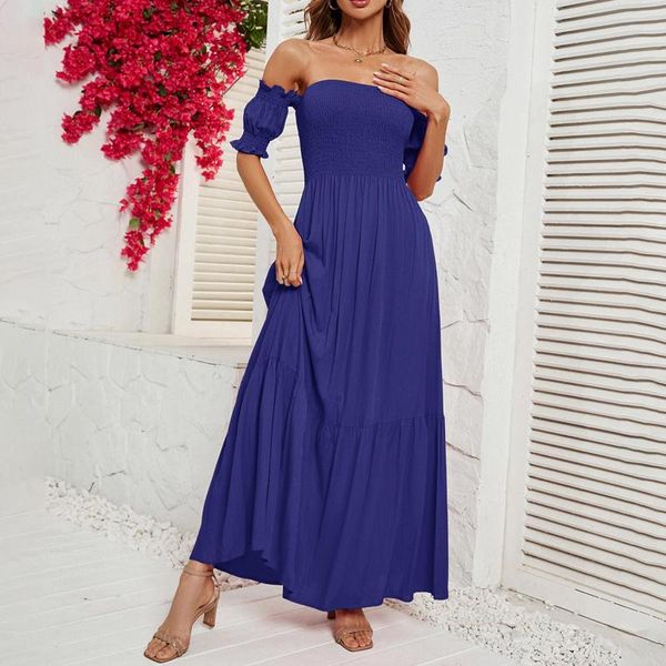 Freizeitkleider Damen Sommer Einfarbiges, quadratisches Jeanskleid mit langen Ärmeln und Knopfleiste für Damen