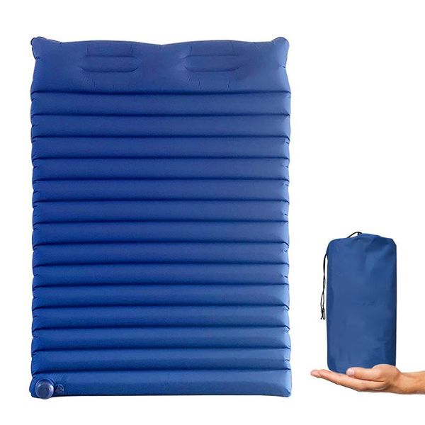 Colchão de ar inflável para acampamento, esteira ampliada para pessoas individuais/duplas, bomba embutida em tpu, almofada de dormir espessada, piquenique, caminhadas ao ar livre