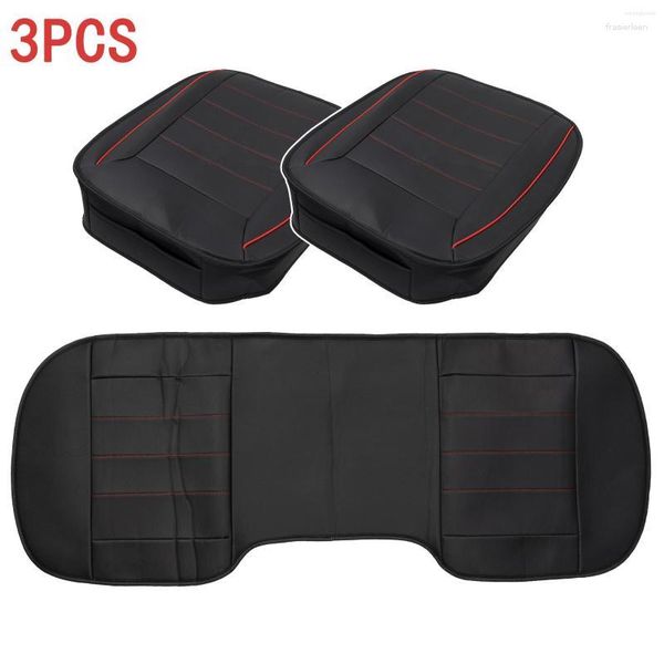 Coprisedili per auto Rivestimento in pelle PU Quattro stagioni Cuscino anteriore posteriore Protezione traspirante Tappetino Accessori auto Universale Nero Beige