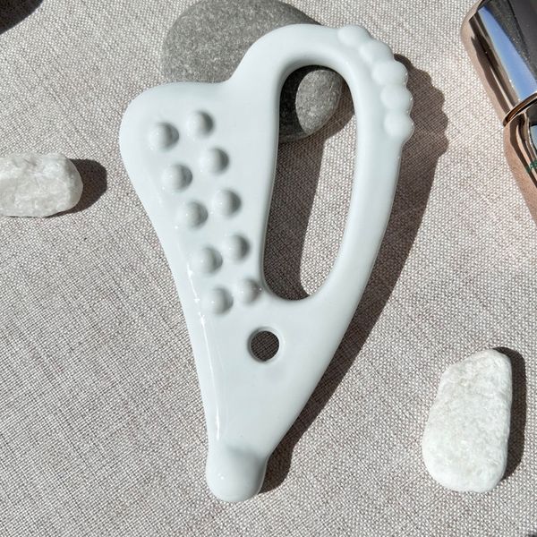 Piastra raschiante per tutto il corpo in ceramica portatile per massaggio Gua Sha per il viso, per lifting facciale, pelle più snella, strumento per massaggio Guasha Spa per il viso