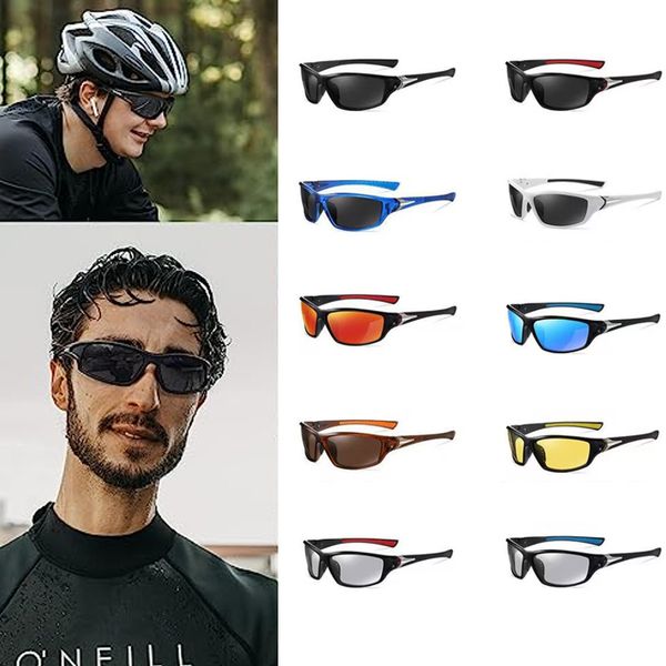 Óculos de sol esportivos polarizados para homens com proteção UV envolventes Óculos de sol inquebráveis para pesca, condução