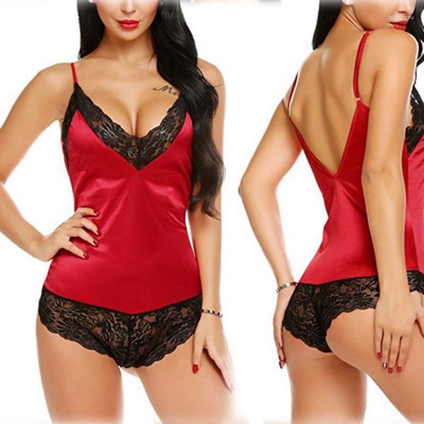 Body feminino modelador fashion sexy suspensório de renda europeu e americano pijama de peça única para casa S M L XL XXL XXXL Bodysiuts