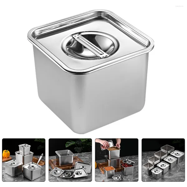 Set di stoviglie in acciaio inox Taste Cup Salt Organizer Jar Condimento Holder Bar Condiment Vassoio Coperchio Contenitore Zucchero Spice Box