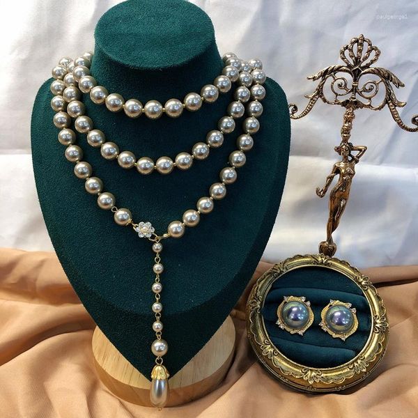 Серьги ожерелья устанавливают европейские и американские средневековые серые барокко жемчужные свитера