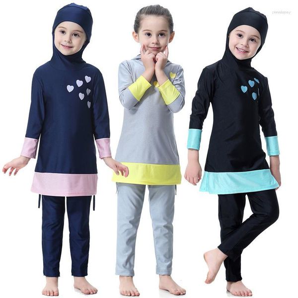 Conjunto de roupas étnicas plus size 2 peças para crianças menina secagem rápida banador abaya dubai maiô muçulmano maiô islâmico burquínis traje de bano