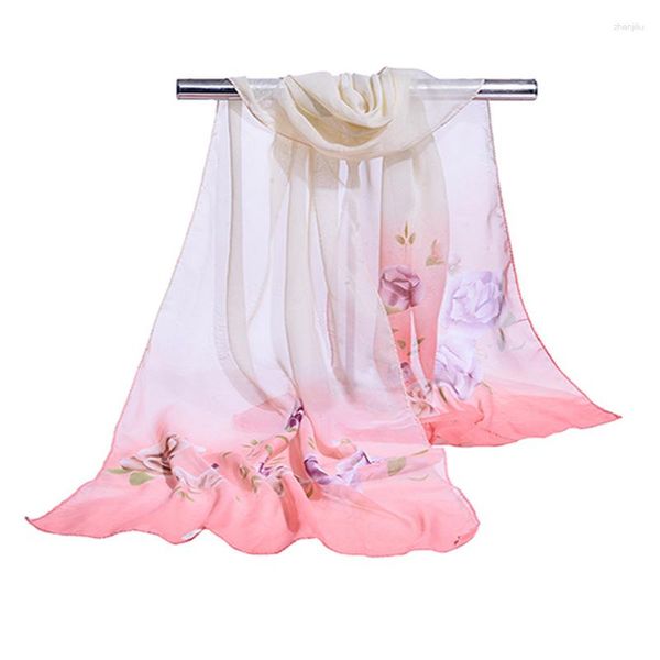 Schals Blume Chiffon Schal Frauen Druck Mode Blumen Hohe Qualität Schal Cape Damen Weibliche Pflanze Schals Dünne Wraps