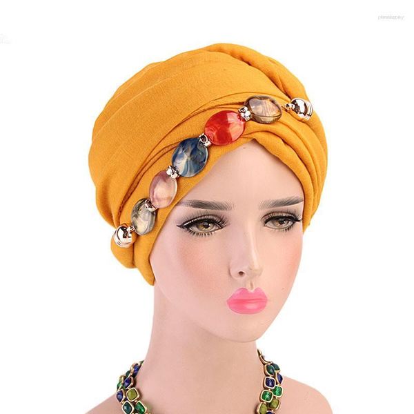 Ethnische Kleidung, Turban-Mütze, Achat-Diamant-Schmuck, Halskette, Schal, mit Bali-Garn umwickelter Kopf, Hut, Schals, Kopftuch, Kopfbedeckung für muslimische Frauen