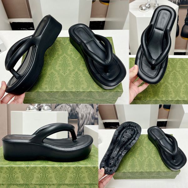 SANDALO PIATTAFORMA PERIZOMA DONNA in gomma nera Pantofole design con punta a spina di pesce sandali Pantofole pan di spagna EVA influencer stesso stile per sandali moda estate