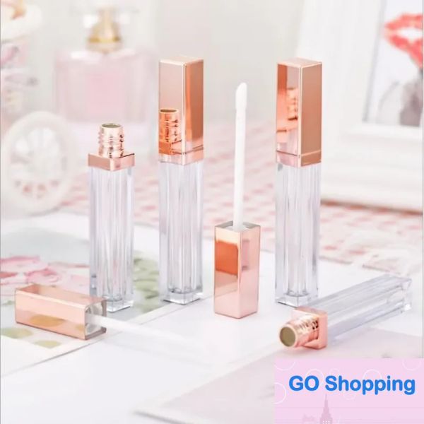 Moda 5ml Lipgloss Garrafa De Plástico Recipientes Vazios Rose Gold Lip Gloss Tubo Delineador Cílios Recipiente R-1