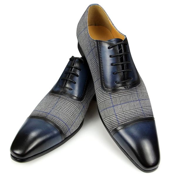 Sapatos de Couro Genuíno de Alta Qualidade Nenhum Tecido Elegante Elegante Designer Sapatos para Homens Novos Sapatos de Couro Casuais Britânicos com Cadarço