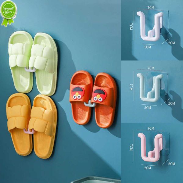 1 pçs Free Punch Slipper Racks Non-Punched Banheiro Chinelos Simples Gancho Montado na Parede Sapateira Organizador Rack de Secagem de Sapatos