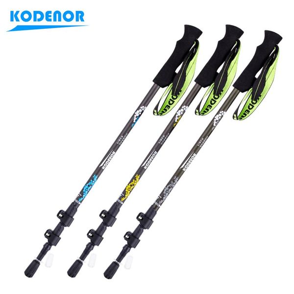 Varas 1 peça 170g telescópica dobrável bengala kodenor caminhadas trekking pólo fibra de carbono 3 seção bloqueio exterior alpenstock escalada