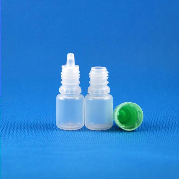 100 Pcs 5 ml (1/6 oz) Flaconi contagocce in plastica Tappi a prova di manomissione Suggerimenti LDPE Best E Vapor Cig Liquid Dragn