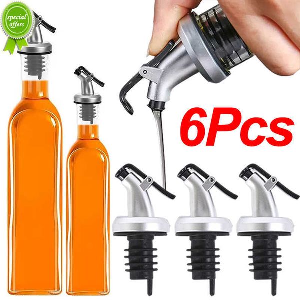 Nuovo 6Pcs Tappo per bottiglia di olio Tappo di bloccaggio Sigillante Ugello a prova di perdite Spruzzatore Dispenser di liquore Versatore di vino Utensili da cucina Beccucci per olio