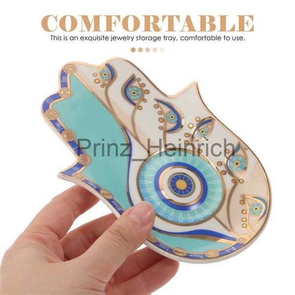 Gerichte Teller Schale Eye Hamsa Tablett böse Schmuck Schmuck Trinket Handplattenringhalter Amulett Blau Extra Platte serviert große Fatima Dekor Schlüssel Eitelkeit J230626