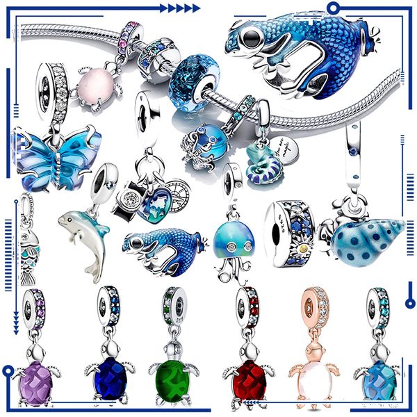 925 Fascino d'argento Estate Animale Cambia Drago Polpo Tartaruga Sospensione Bracciale Pandora classico Accessori moda Consegna gratuita