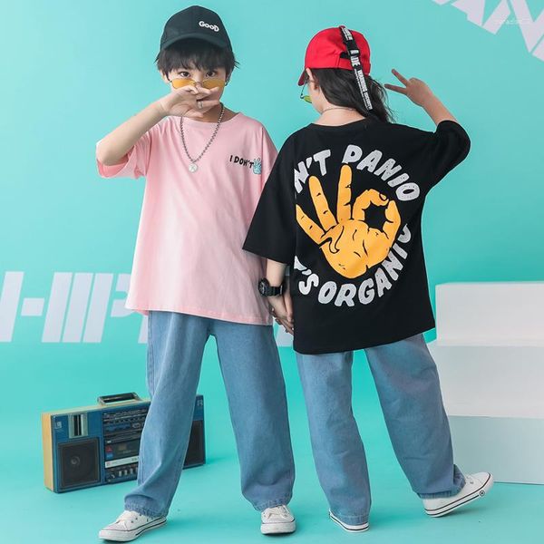 Stage Wear Kid Hip Hop T Shirt Top per ragazze Ragazzi Abiti da ballo per bambini Spettacoli per bambini Costumi di danza jazz Abiti