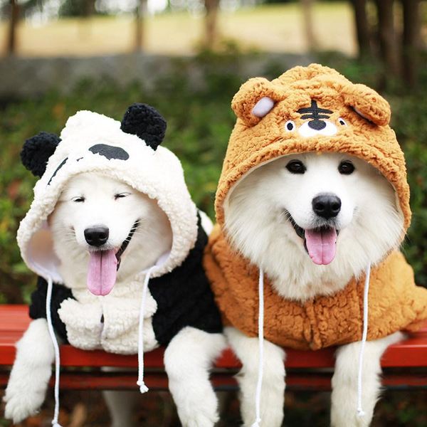 Hoodies Büyük Köpek Giysileri Polar Hoodie Uzun Polar Giysileri Chucky Panda Stil Kostüm Kış Sıcak Külot Bigl Orta Köpekler için