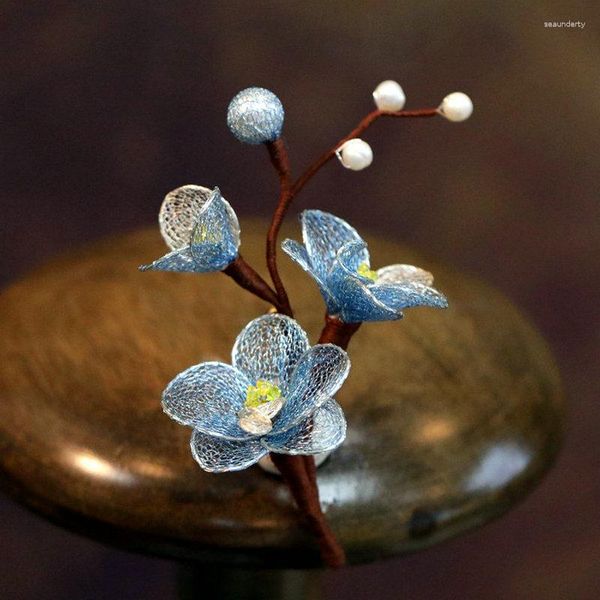 Broschen SINZRY Natürliche Süßwasserperle Handgemachte Netzblume Wunderschöne Anstecknadel für Frauen