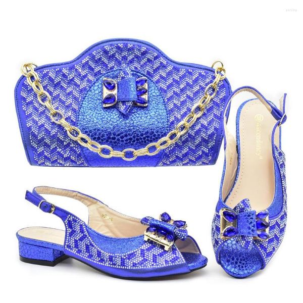 Sapatos Doershow AZUL Italiano E Conjuntos De Bolsas Para Festa Noturna Com Pedras Bolsas De Couro Bolsas Combinadas! HGJ1-4