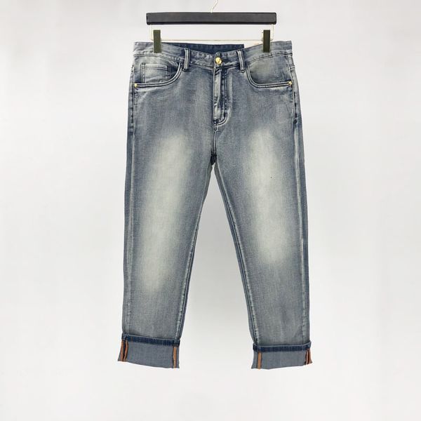 Мужские джинсы модные карманы дизайн на молнии на молнии прямой мужской брюки роскошные бренд H Лучший качественный ретро вымытый повседневные джинсовые брюки 230625