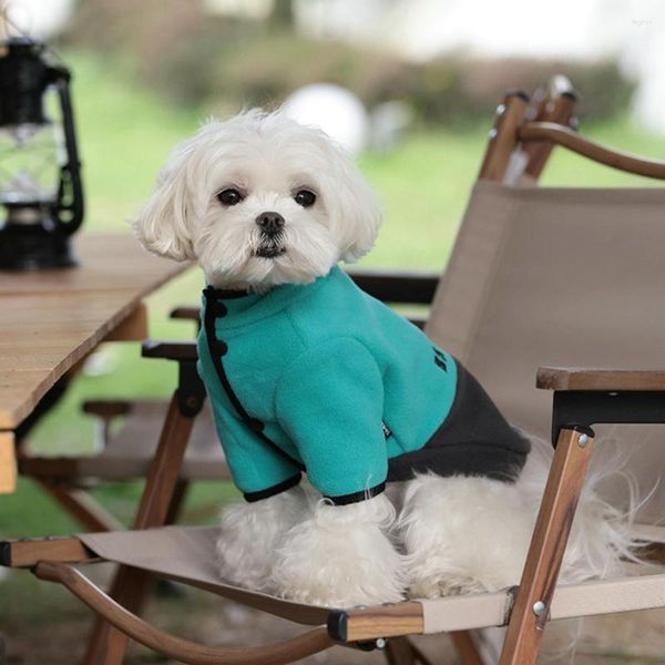 Roupa para cachorro Moletom para animais de estimação Bloco colorido Roupas de inverno Cachorrinho Jaqueta Casaco de duas pernas