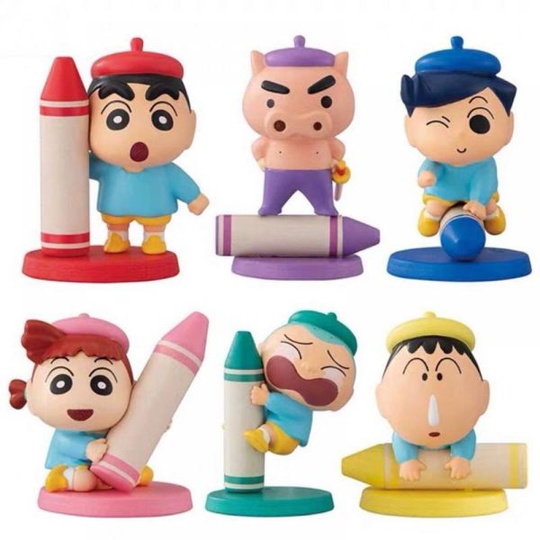 Aktionsspielfiguren Crayon Shin Chan Bunter Stift Graffiti Seies Cartoon Modell Anime Figur Kawaii Spielzeugfiguren Sammlung Dekoration Geschenk Kinder 230625