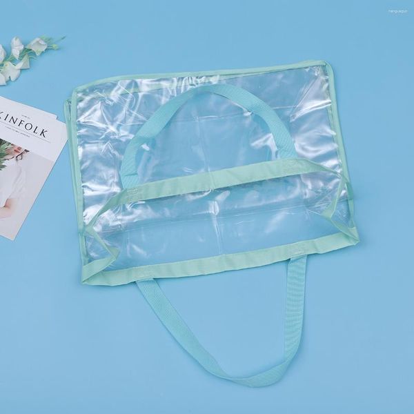 Sacos de armazenamento Saco de compras de PVC ecológico portátil à prova d'água grande capacidade Bolsa de ombro casual de praia transparente (azul)