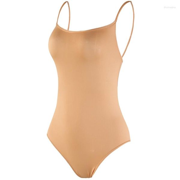 Roupas de palco Collants de treinamento de balé Roupas de ginástica Bodysuit Base de dança Casaco cor de carne Suspensórios de uma peça Collant para menina