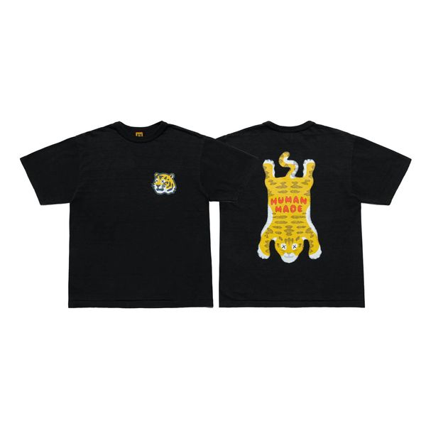 23SS Estate HUMAN MADE T-shirt da uomo di nuova moda Cartoon Tiger Flying Duck Panda Dog Pig T-shirt a maniche corte in cotone fiammato per uomo donna
