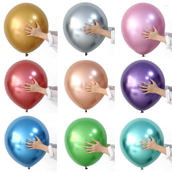 Partydekoration 2 Stück 18 Zoll Chrom Roségold Latexballons Silber Blau Metallic Helium Globos Geburtstag Hochzeit Zubehör