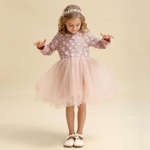 Abiti da ragazza Flower Girls Dress For Kid Autunno Inverno Manica lunga Compleanno Festa di nozze Tutu Costume natalizio Bambini Abbigliamento casual