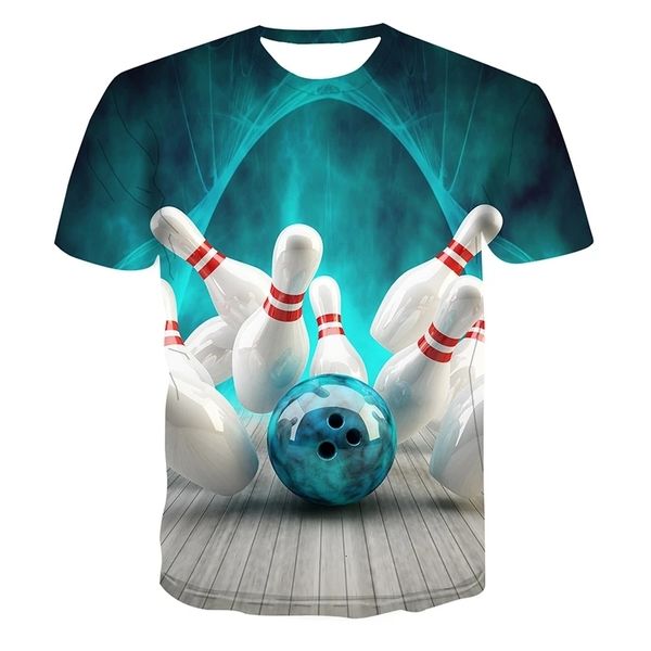 Camisetas Masculinas Masculinas e Femininas Pulôver de Manga Curta Solta Roupa Casual Top Primavera e Verão Esportes Bowling Camiseta Impressão 3D 230625