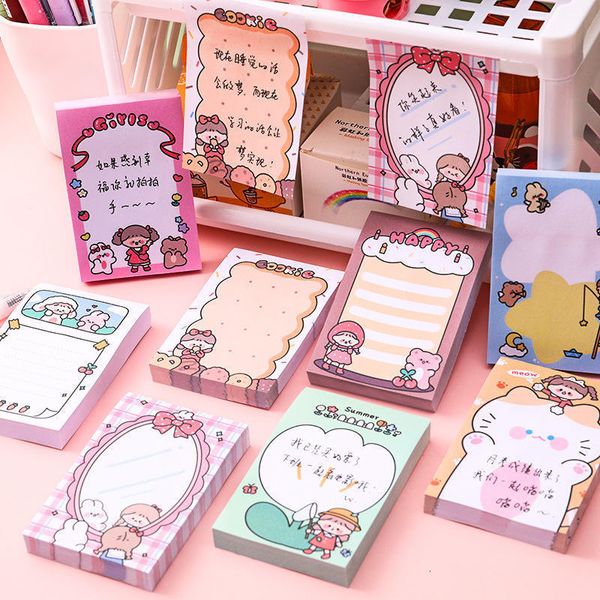 Примечания 20 пакетов оптовые кошачьи меморандумы Sticky Pad Cartoon Animals Girls Notebbook Paper Account Account Journal ScrapBooking 9*6CM 230625