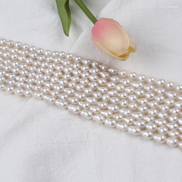 Catene All'ingrosso 7-8mm Perla d'acqua dolce di grado Edison bianco naturale Perle sciolte Fili per la creazione di gioielli
