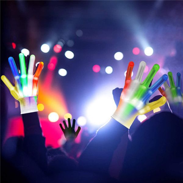 LED Işık Çubukları 2pcs Party Led Eldivenler Neon Guantes Parlayan Cadılar Bayramı Işık Dersleri Aydınlık yanıp sönen Kafatası Eldivenleri Sahne Kostüm Malzemeleri 230625