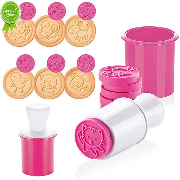 Novo 7 pçs moldes de selos de biscoitos de desenho animado silicone fondant biscoito biscoito embosser molde de cozinha ferramentas de decoração de bolo